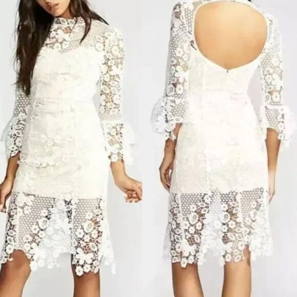 Free People La Spezia Floral‎ Crochet Lace Dress White Size Small - Picture 1 of 8